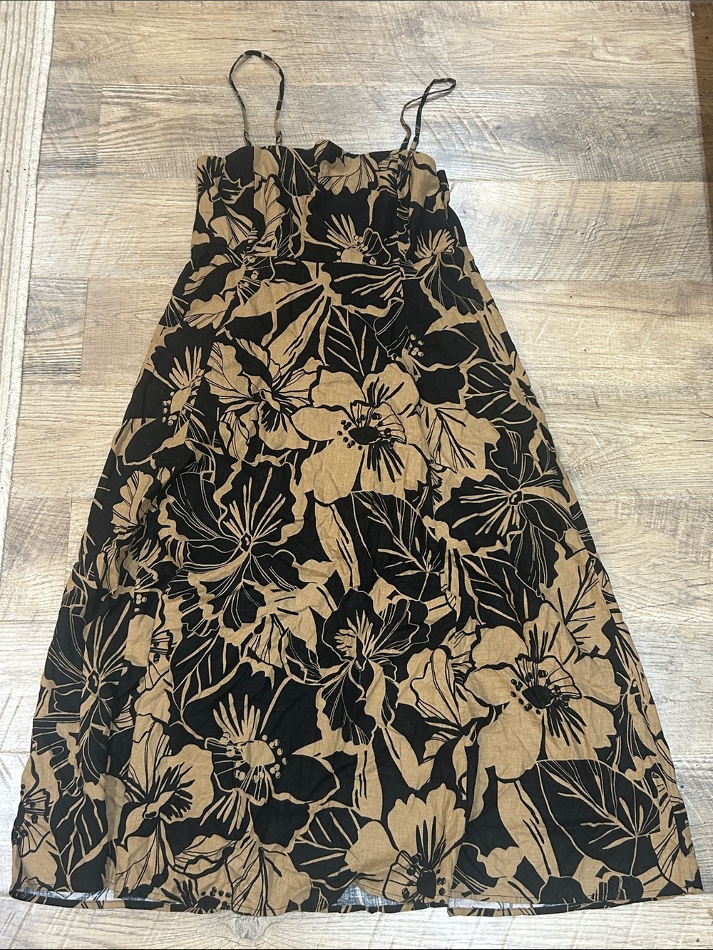 GAP Black and Tan Floral Midi Dress